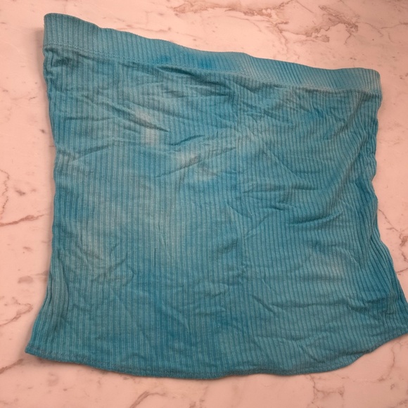 Double Zero Turquoise Ribbed Tube Top Size Large - Picture 3 of 6